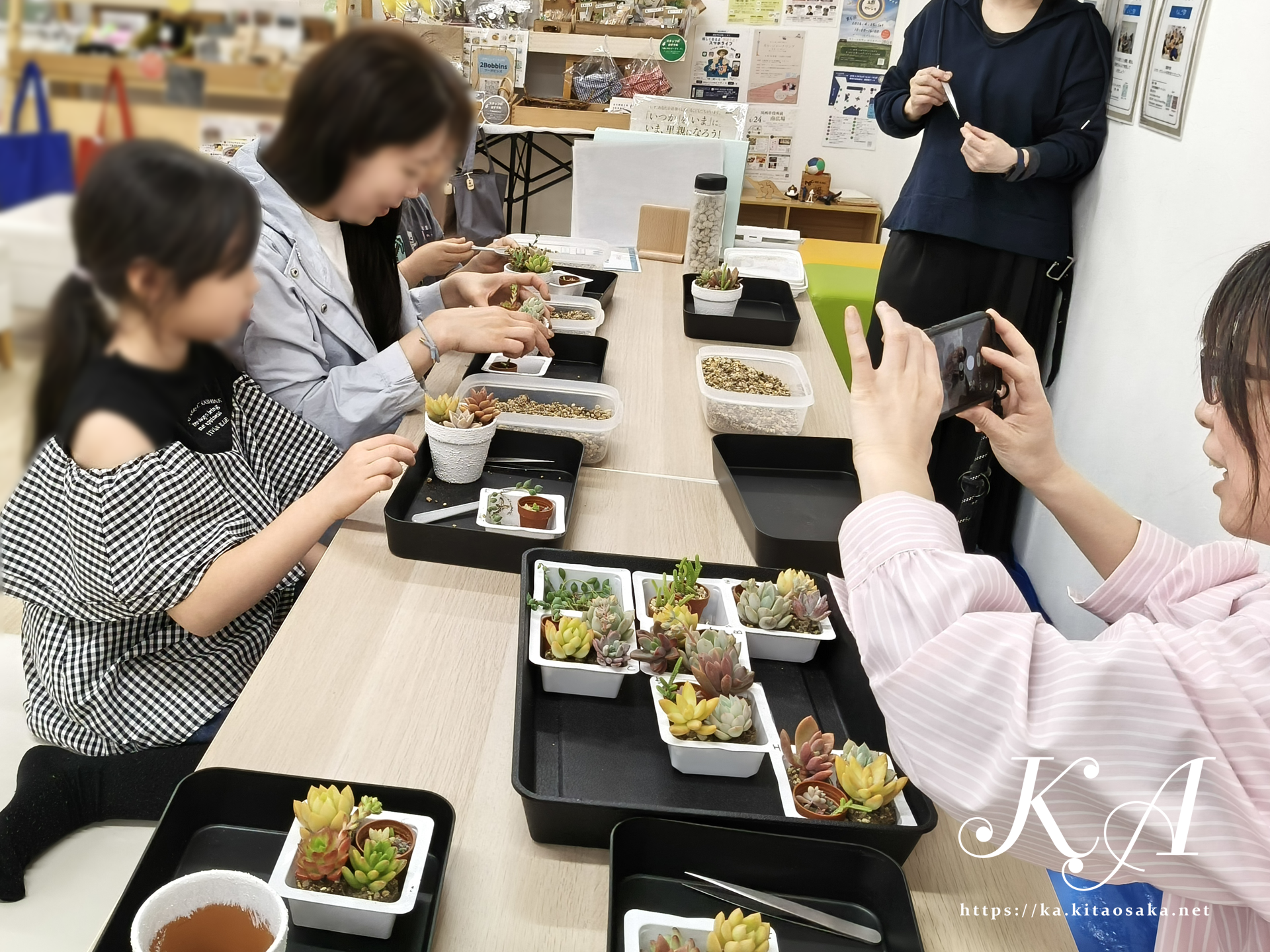 多肉植物の寄せ植え体験＆里親カフェ　里親支援センター　ウェルこころの様子